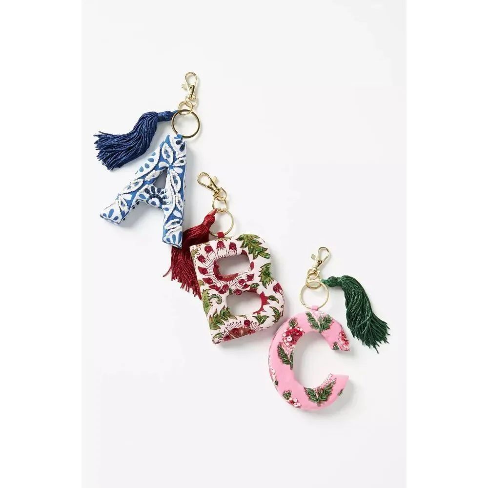 Anthropologie Monogram Keychain Beaded Letter H NEW